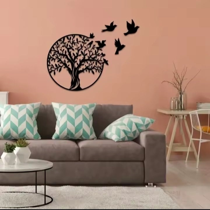 Golden Tree of Life with Flying Birds – Premium  Wall Art
