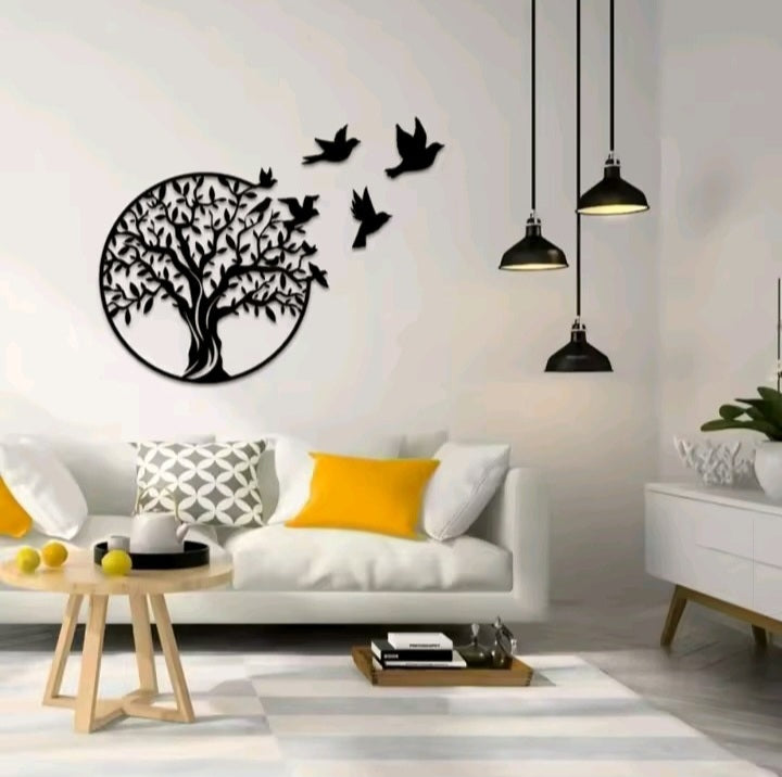 Golden Tree of Life with Flying Birds – Premium  Wall Art